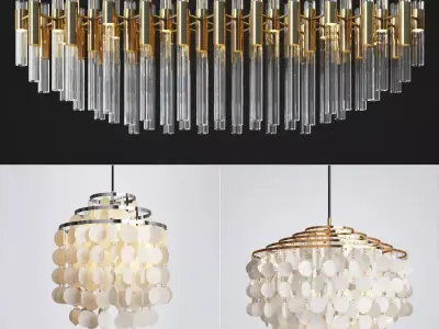 Capiz Chandelier and Luxxu Waterfall Chandelier 3D model