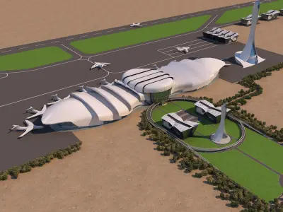 4 Scenes Projects - Architecture Airports - 2021 - Collection 02 3D Model Pack