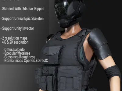 Female Soldier 1 Low-poly 3D model