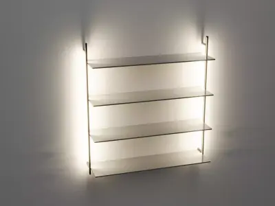 Wallmounted Shelf with LED lights Low-poly 3D model