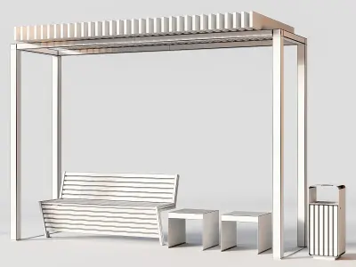 Improvement set bench pergola urn 3D model
