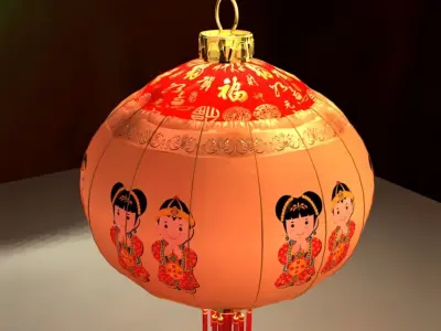 Chinese red lantern Low-poly 3D model