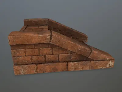 stairs 7 brick wall Low-poly 3D model