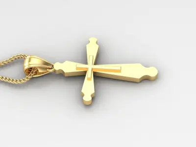 Light Gold 18K Cross Pendant 2CP028 3D print model