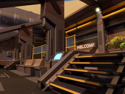 Sci Fi Space Station 2 Modular Kit Low-poly 3D model