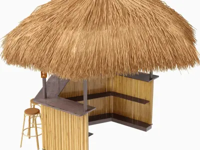 beach bar bamboo restaurant 3D model
