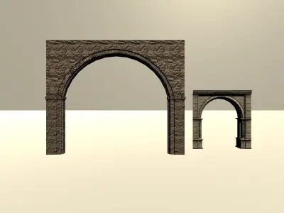 Archs city assets for game Low-poly 3D model