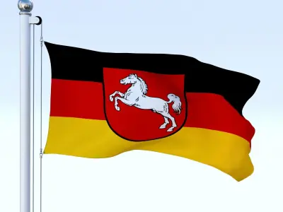 Animated Lower Saxony German State Flag Low-poly 3D model