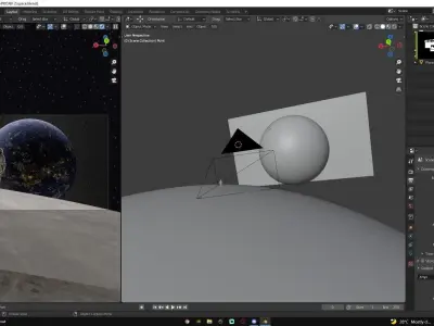 moon and astronaut looking earth landscape scene 3D model