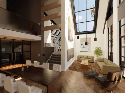 Blender Eevee Modern Villa Low-poly 3D model