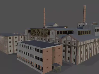 Old Sugar Mill Factory low poly Low-poly 3D model