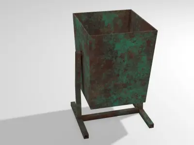 Rusty Trash Can Low-poly 3D model
