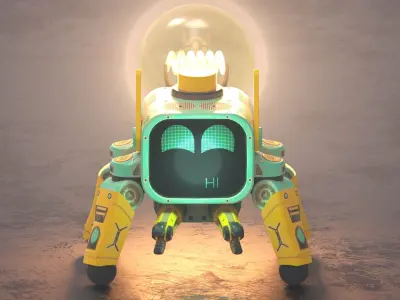 Cute Bot - lampy Low-poly 3D model
