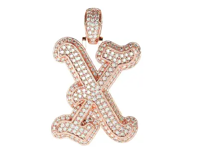 Tattoo fonts X alphabet pendent 3D print model
