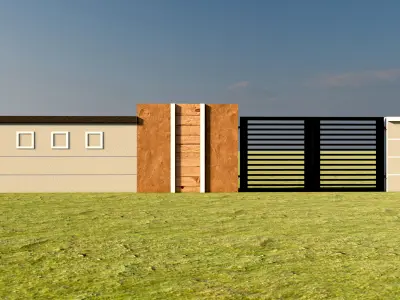 Compound wall design fencing gate 3D model