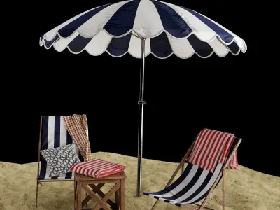 Beach lounge outdoor set 7 3D model