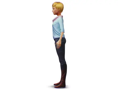 Young Woman - Smart Casual Clothes - Chic Street Style Outfit Low-poly 3D model