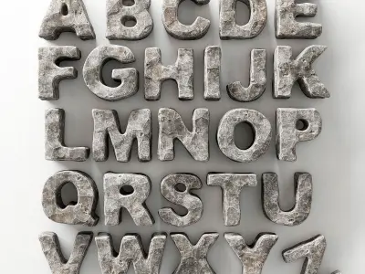 Stone letters english 3D model