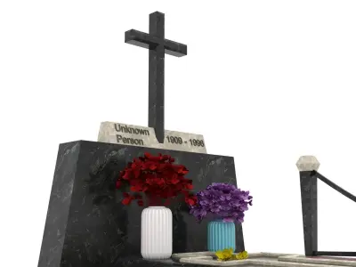 Grave with a cross 3D model