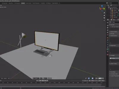 Desk with Monitor  Keyboard and Mouse Free 3D model