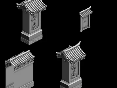Game Building - the main city wall 02 3D model
