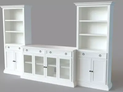 Cameo Modular White Glass Door Media Entertainment Center 3D model