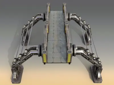 Sci-Fi Modular Bridge Low-poly 3D model
