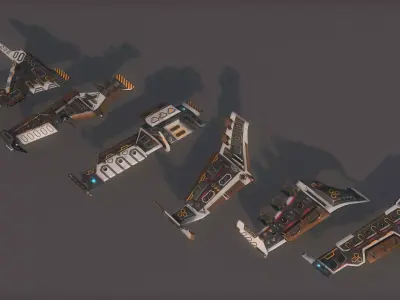 Spacecraft Wing Pack Low-poly 3D model