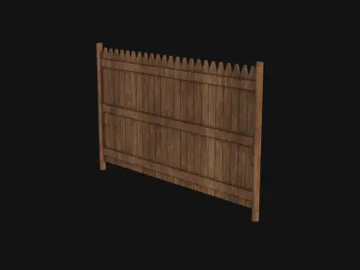 Wooden Fence Low-poly 3D model