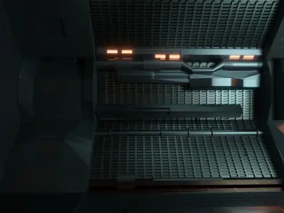 Sci-fi Corridor with monster fan - Spaceship Interior 3D model