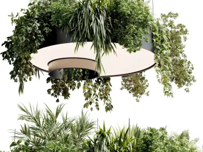 circle pot light pendant - plant light hanging 23 Free 3D model