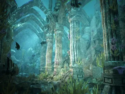 Atlantis Ruins 37 Assets Low-poly 3D model