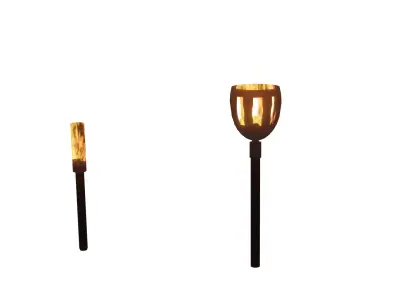 Torchs two lit torches Free 3D model