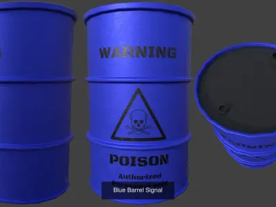 Collection of Barrel - Blue and Yellow 3D Model Pack