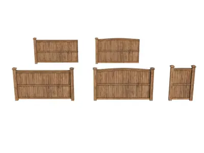 Wooden Fence  Gate Set Medieval Rustic Game Ready 4K  Low-poly 3D model