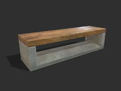 Bench 01 Low Poly PBR Realistic Low-poly 3D model