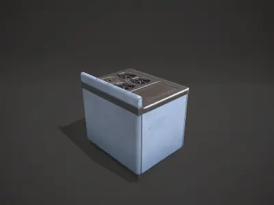 Light Blue Vintage Stove Low-poly 3D model