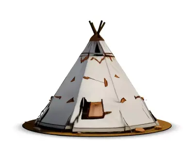 Realistic Native American Teepee Tent Low-poly 3D model