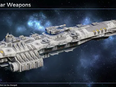 Spaceship Falkenhayn Dreadnought Low-poly 3D model