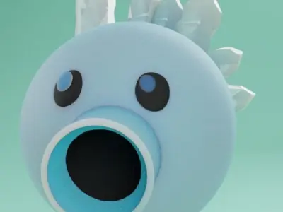 Snow peas from plants vs zombies Low-poly 3D model