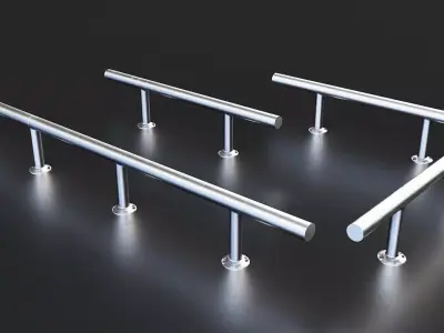 Modern Metal Handrail Set Low-poly 3D model