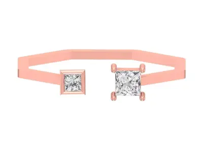 Open End Women Light Weight Band Princess Stone Ring 3D print model purchase