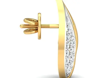 Earring 3dm STL FBX OBJ Render Details diamond tear pendant gold 3D print model