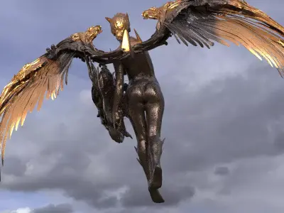 Atlantis Angel Female shield sculpture 7  3D model