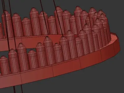 Randall chandelier with three rings hanging from ceiling 3D model