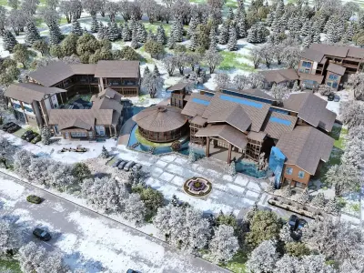 Winter Resort Lodge Complex 3D model