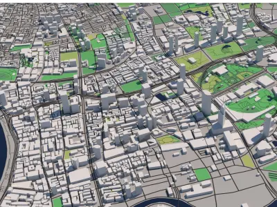 Shanghai China 30x30km 3D City Map 3D model