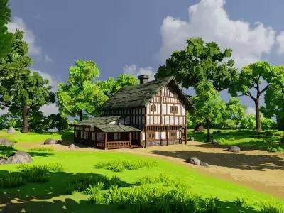 Medieval House 7 With Environment Low-poly 3D model