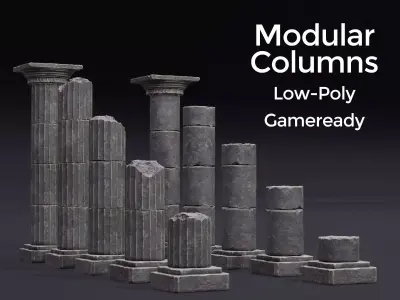 Modular Columns Low-poly 3D model