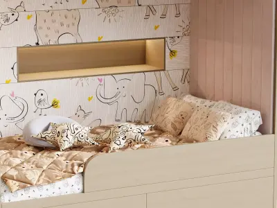 Bunk bed for kids 4 3D model